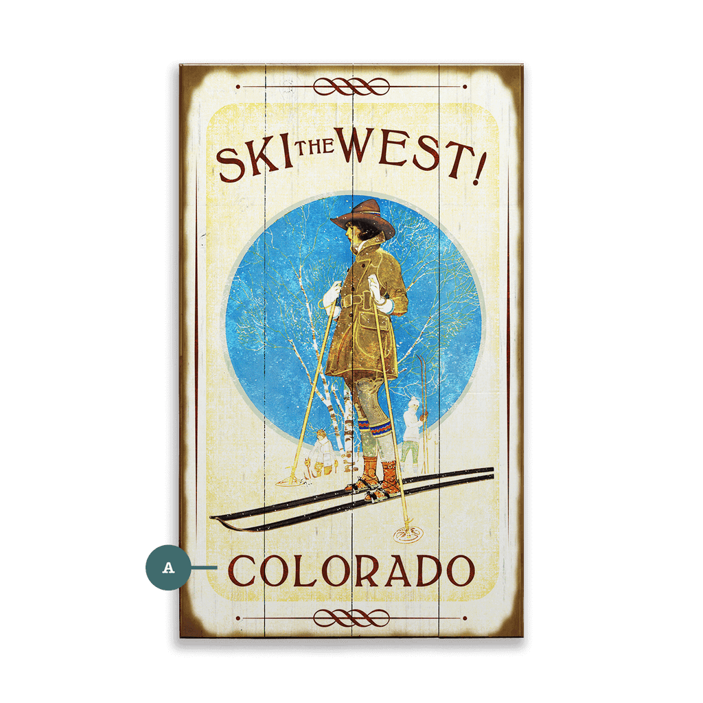 Ski the West! - Wood & Metal Wall Art