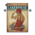 Lakehouse Babe in Burgundy - Wood & Metal Wall Art