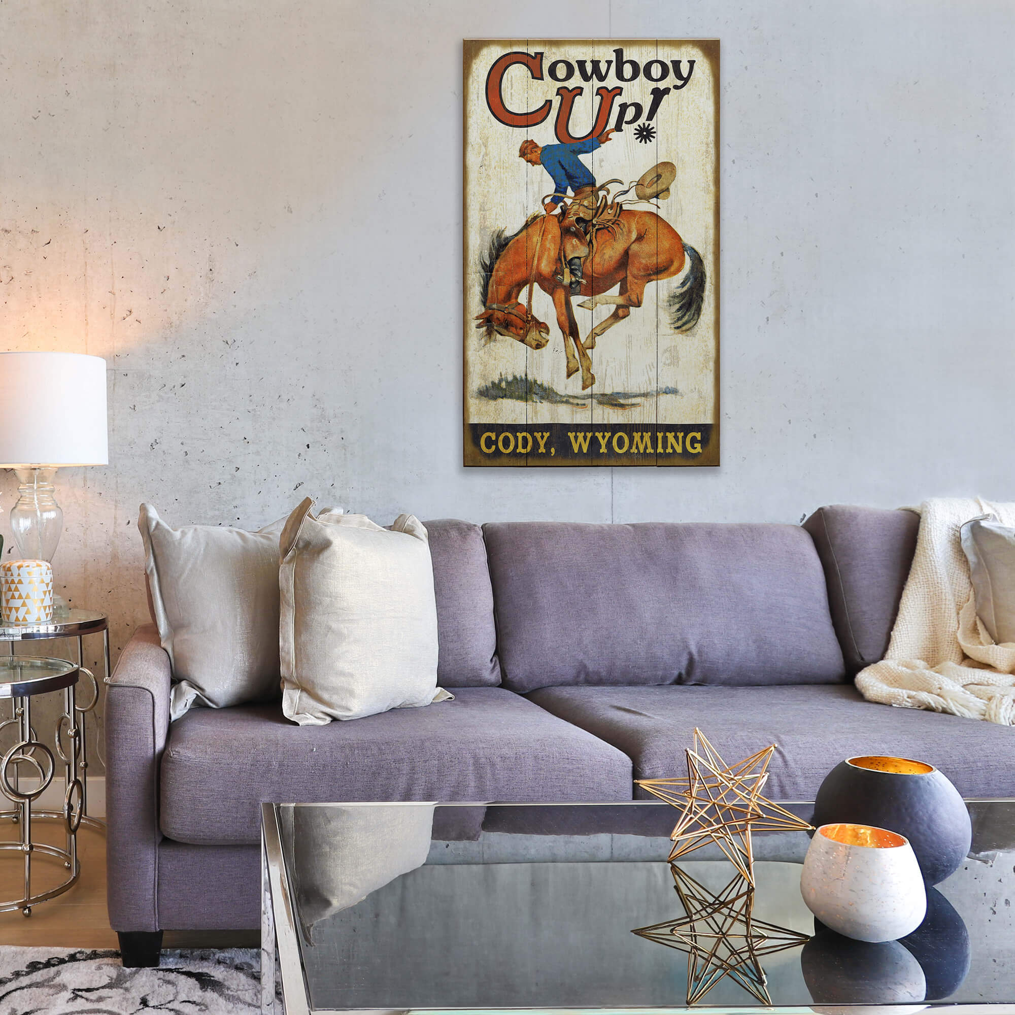 Cowboy Up: Personalized - Wood & Metal Wall Art