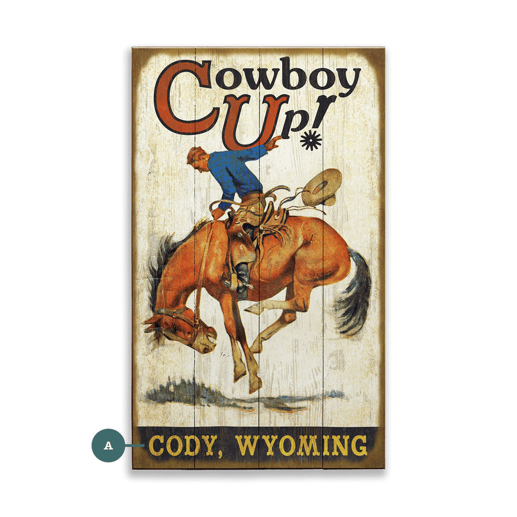 Cowboy Up: Personalized - Wood & Metal Wall Art