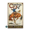 Cowboy Up: Personalized - Wood & Metal Wall Art