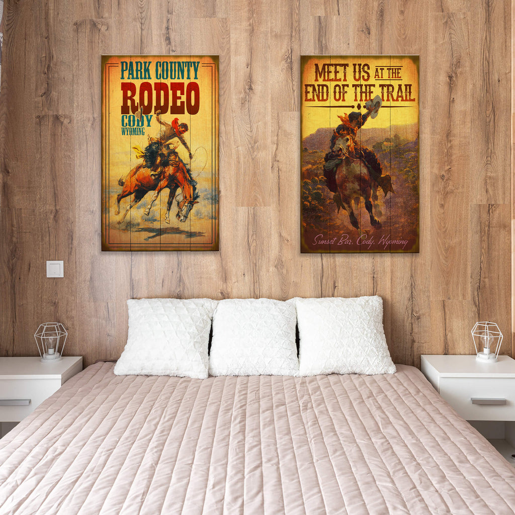 Rodeo Bronc Rider - Wood & Metal Wall Art