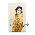 Winter Fashion Postcard: Yellow Coat - Wood & Metal Wall Art