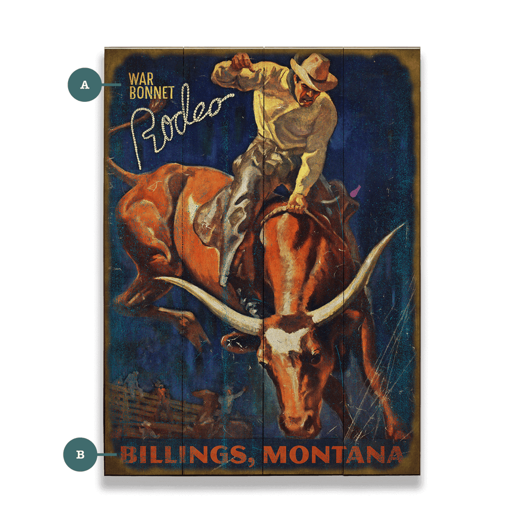 Rodeo Bull Rider - Wood & Metal Wall Art
