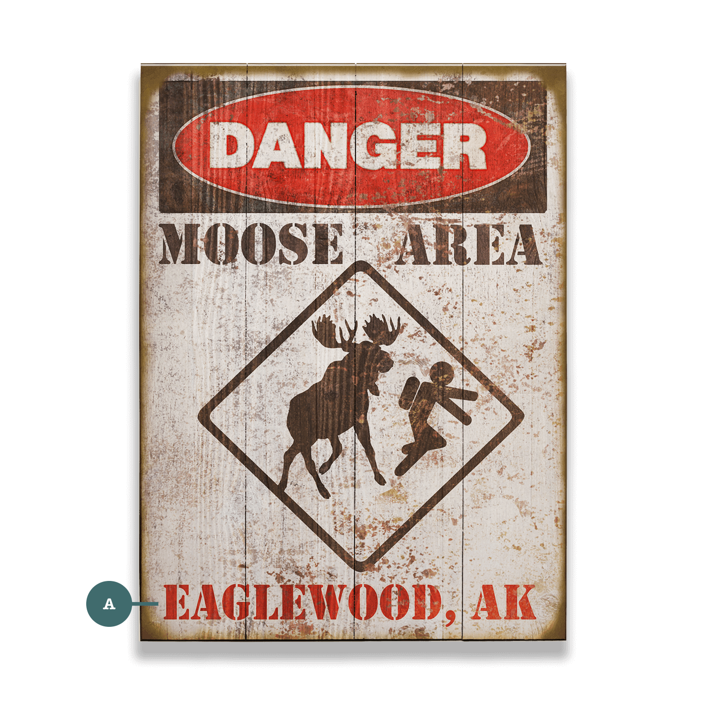 Moose Warning Sign - Wood & Metal Wall Art