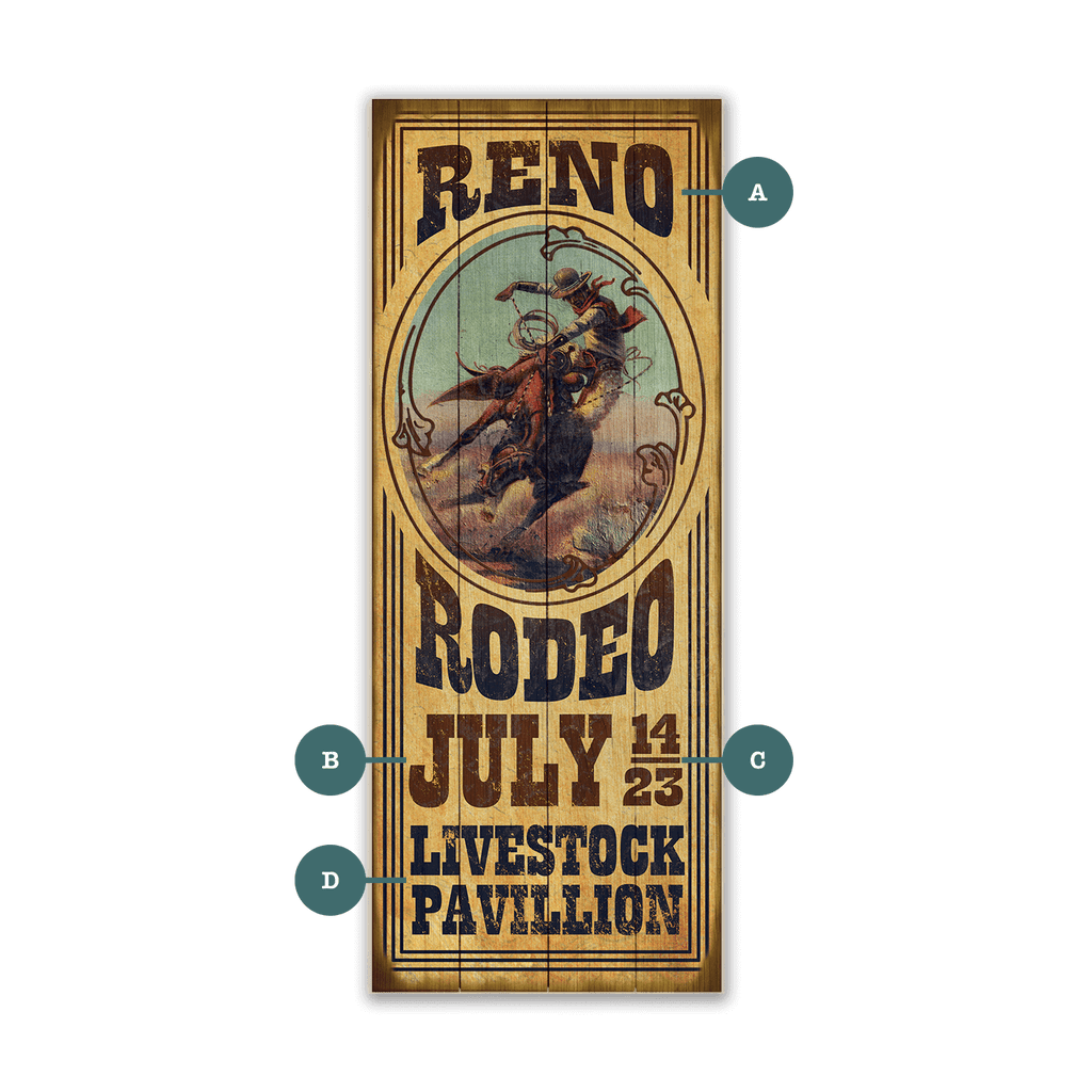 Reno Rodeo Cameo - Wood & Metal Wall Art