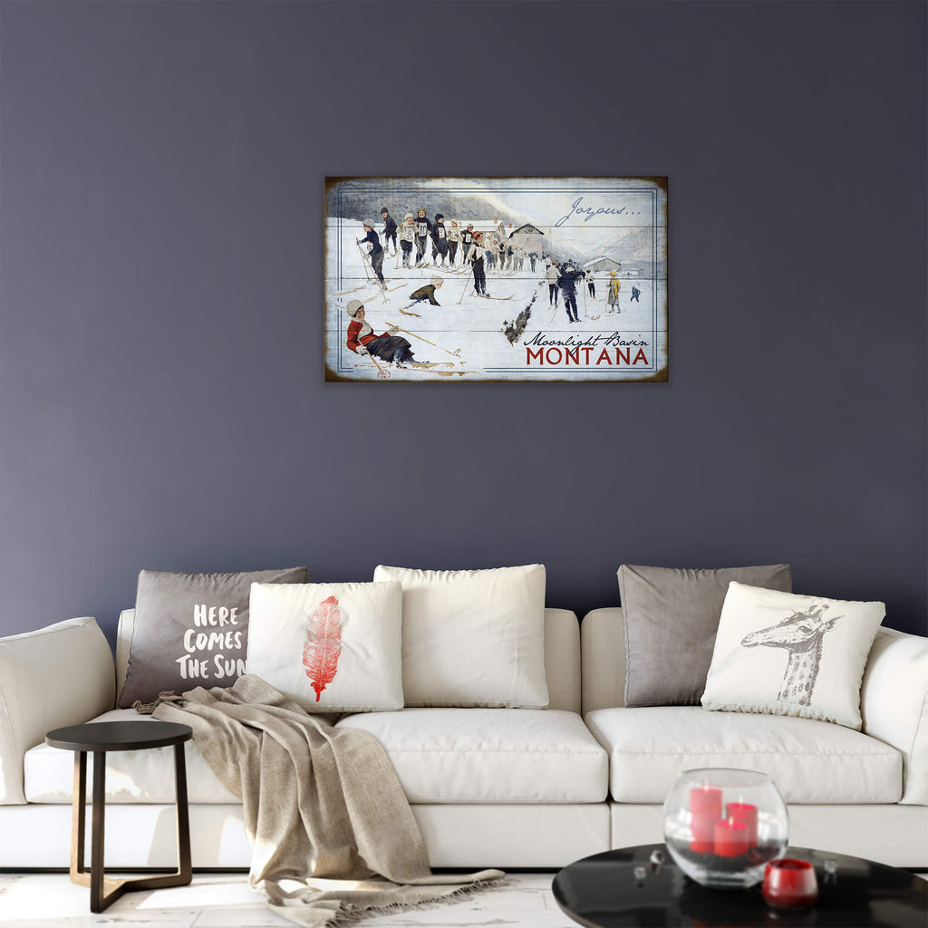 Joyous Skiing - Wood & Metal Wall Art