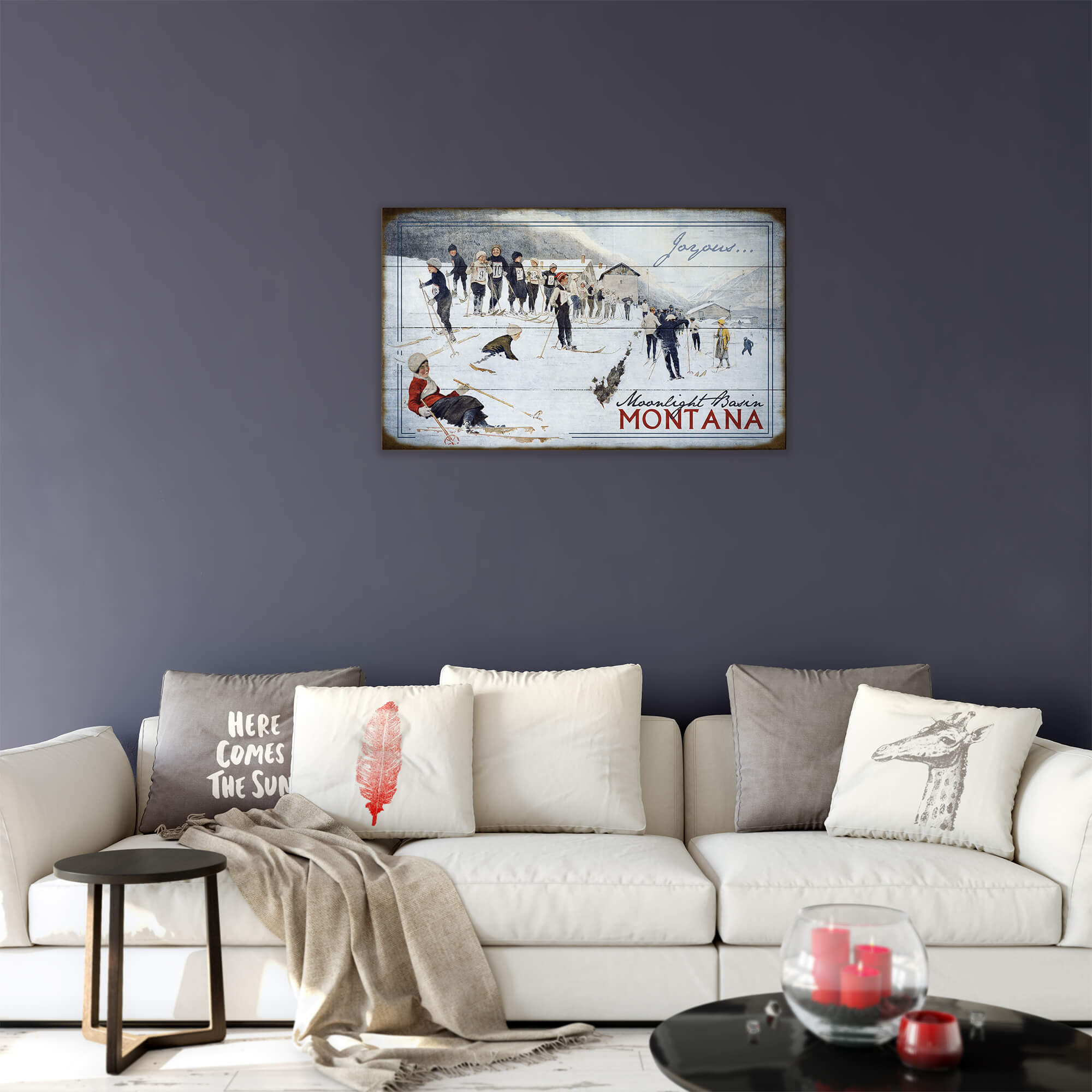 Joyous Skiing - Wood & Metal Wall Art