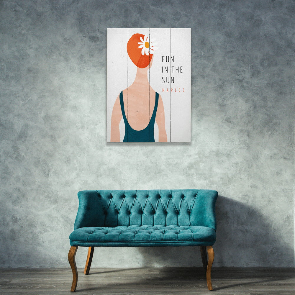 Fun in the Sun Swimcap Lady - Wood & Metal Wall Art