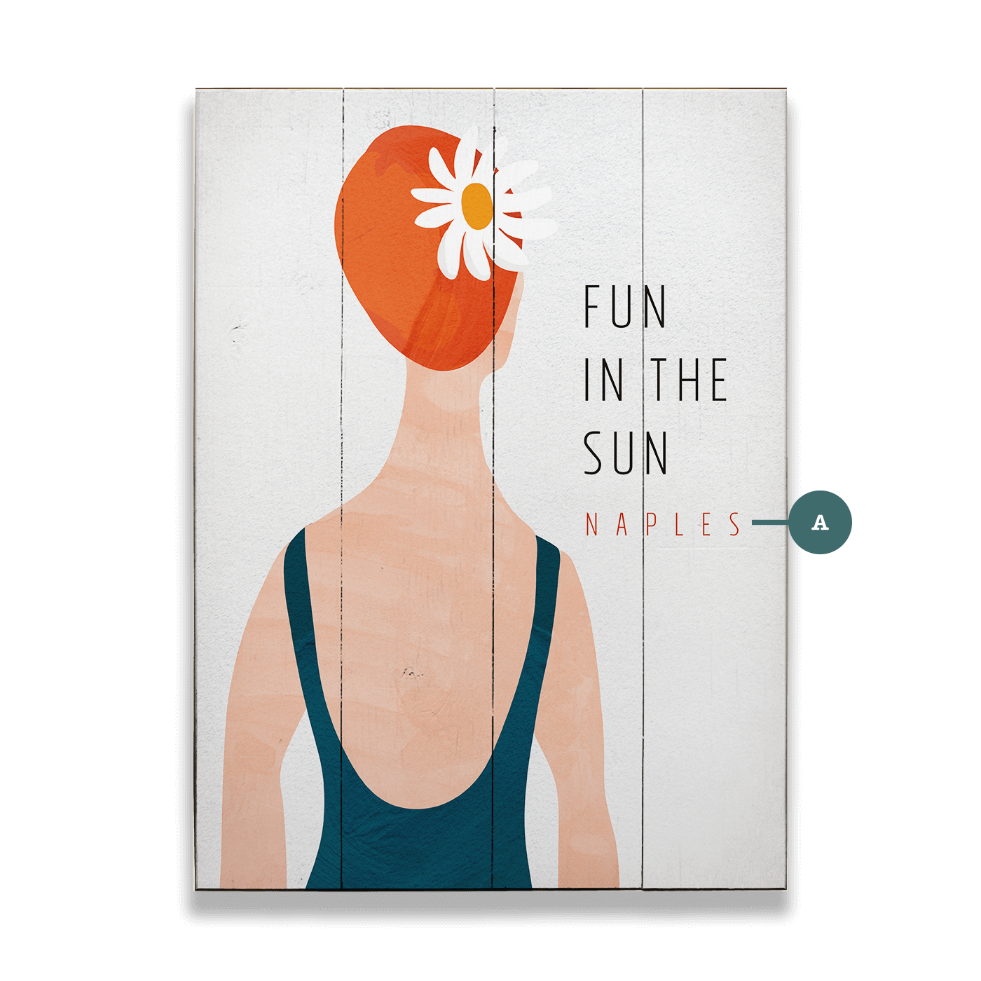 Fun in the Sun Swimcap Lady - Wood & Metal Wall Art