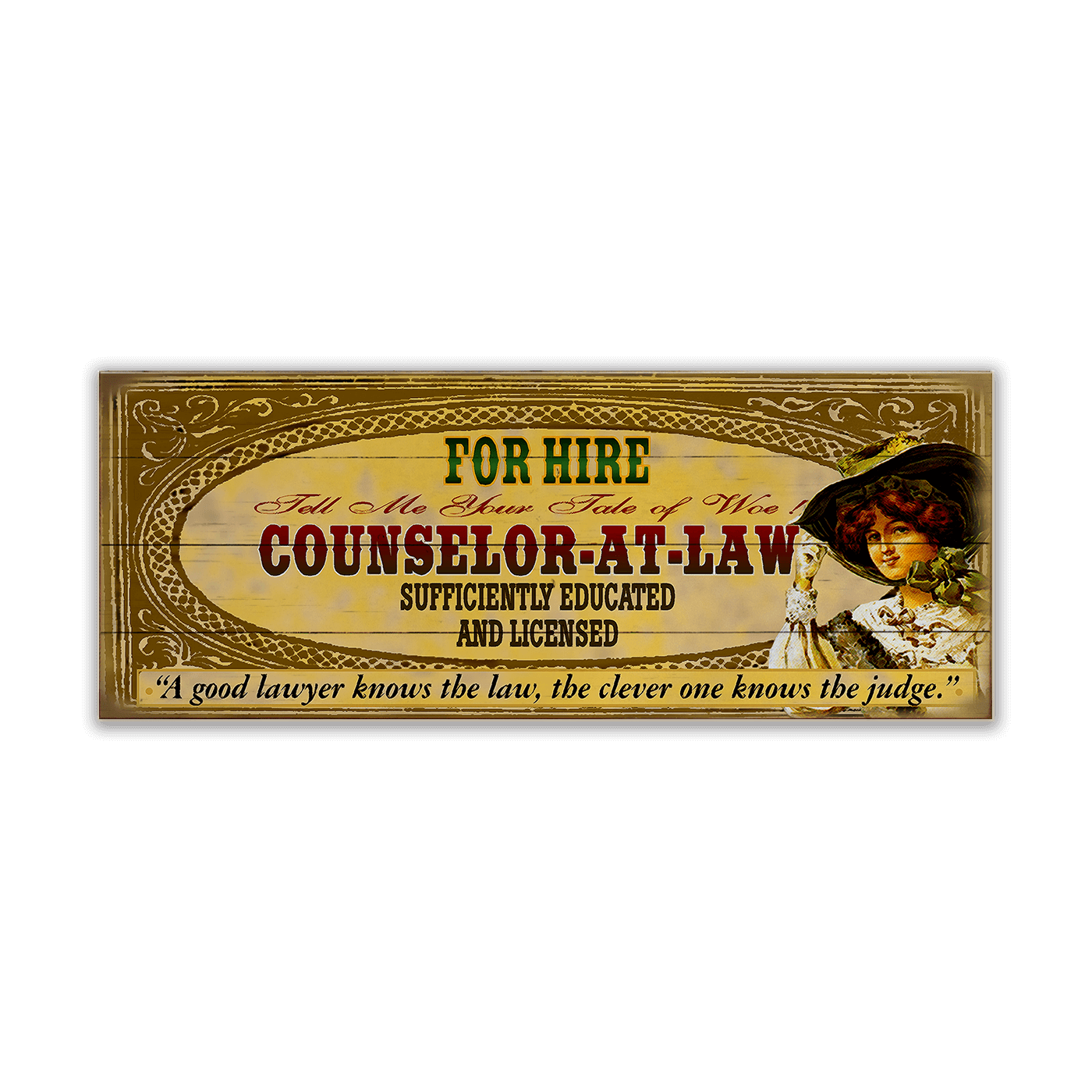 Legal Office - Counselor-at-Law: Female (Generic) - Wood & Metal Wall Art