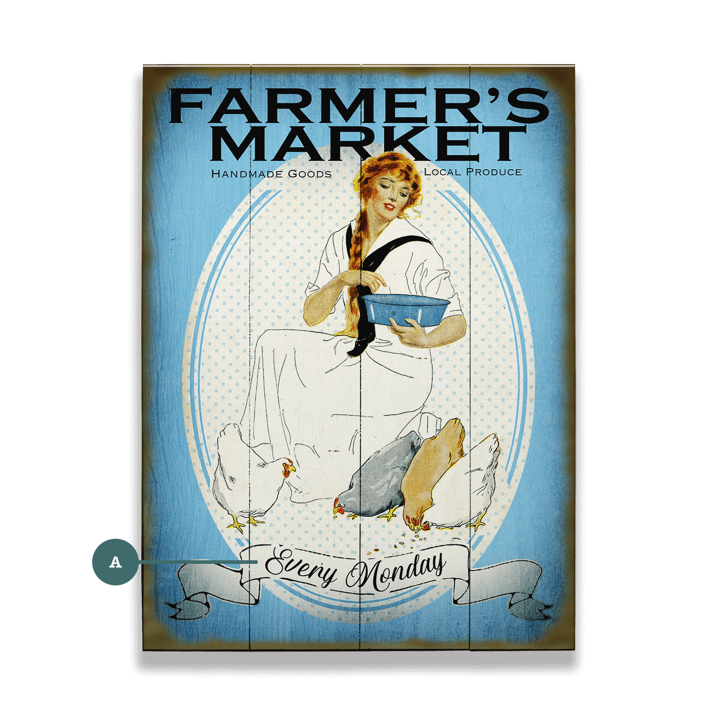 Maiden and Hens Farmer's Market - Wood & Metal Wall Art