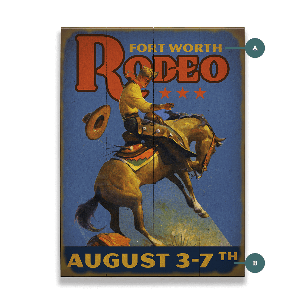 Bronco Rodeo - Wood & Metal Wall Art