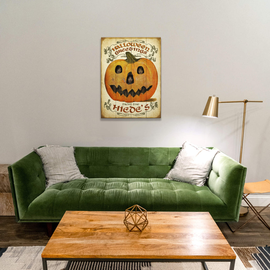 Halloween Greetings Jack-o-Lantern - Wood & Metal Wall Art