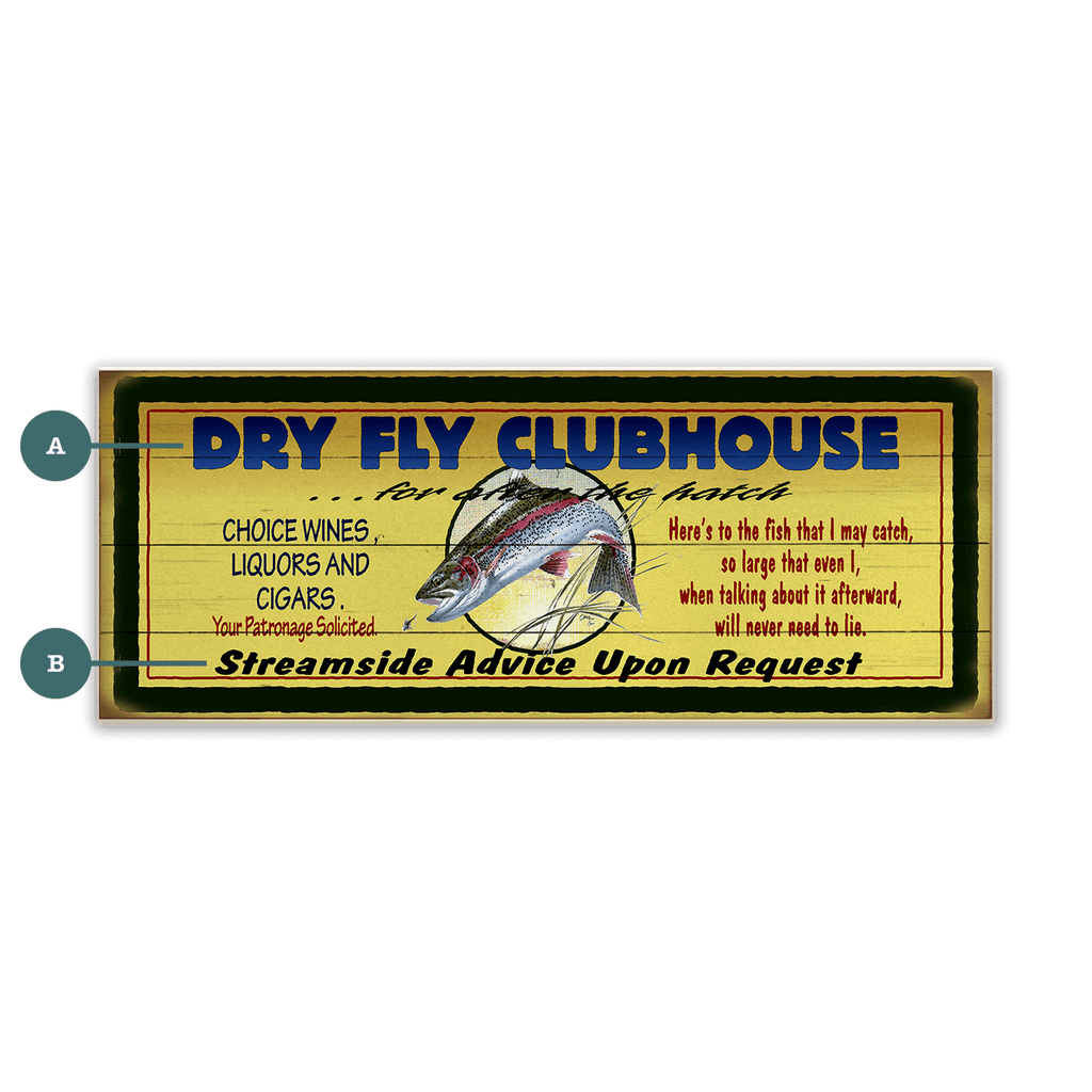 Dry Fly Fisherman's Clubhouse - Wood & Metal Wall Art