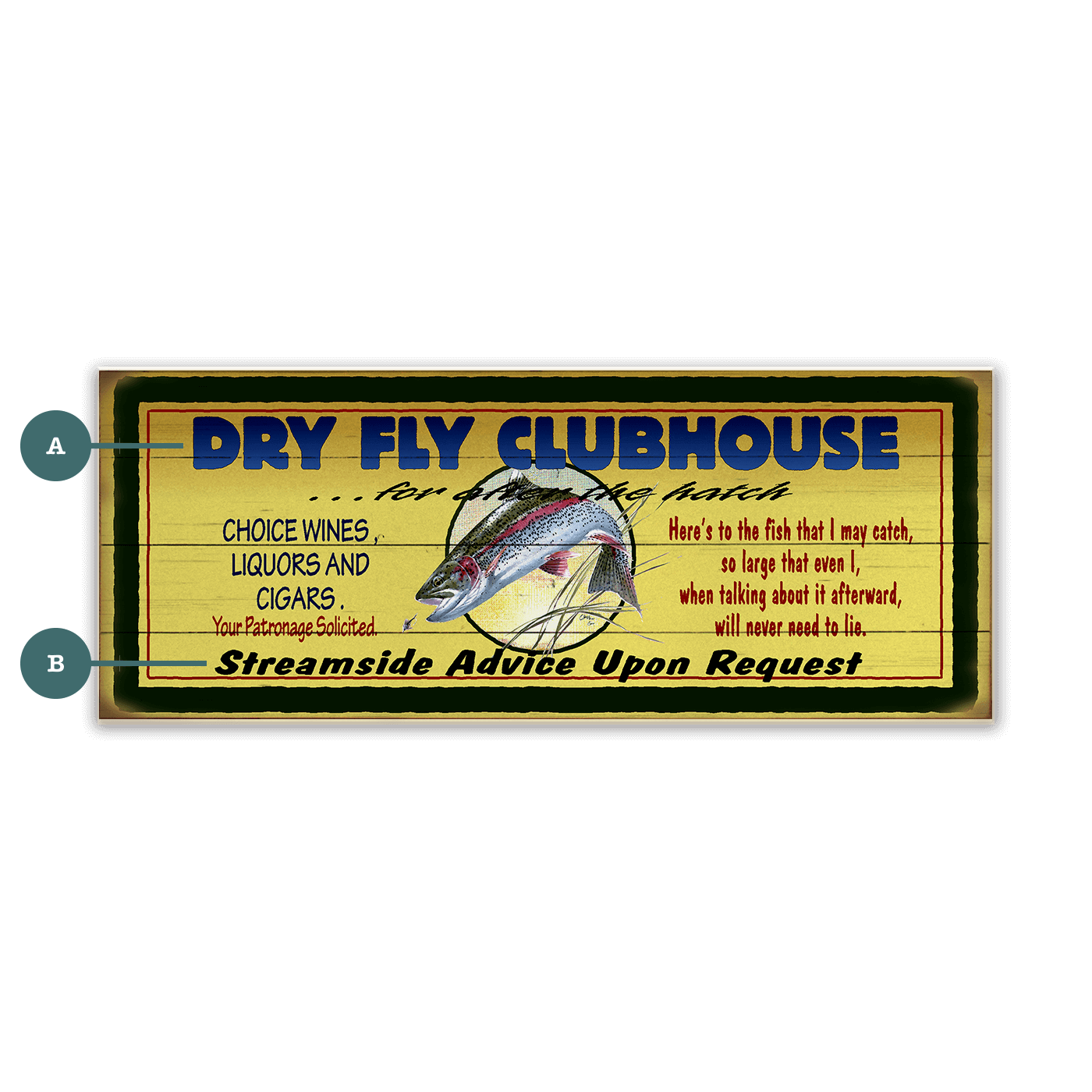 Dry Fly Fisherman's Clubhouse - Wood & Metal Wall Art