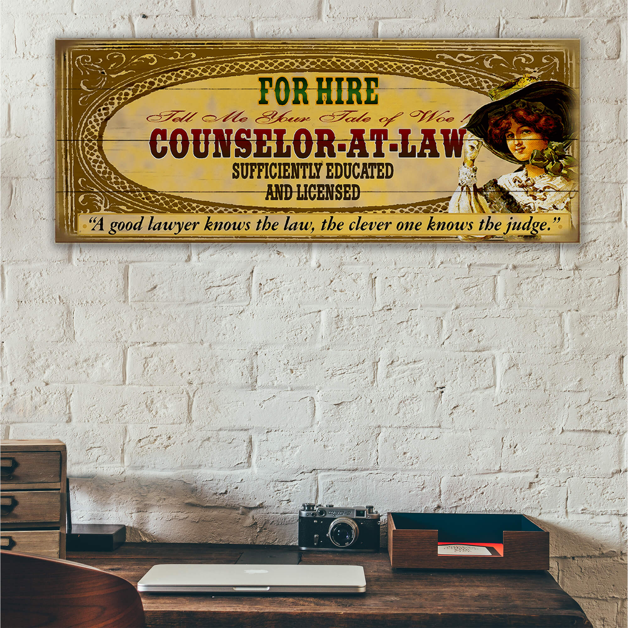 Legal Office - Counselor-at-Law: Female (Generic) - Wood & Metal Wall Art