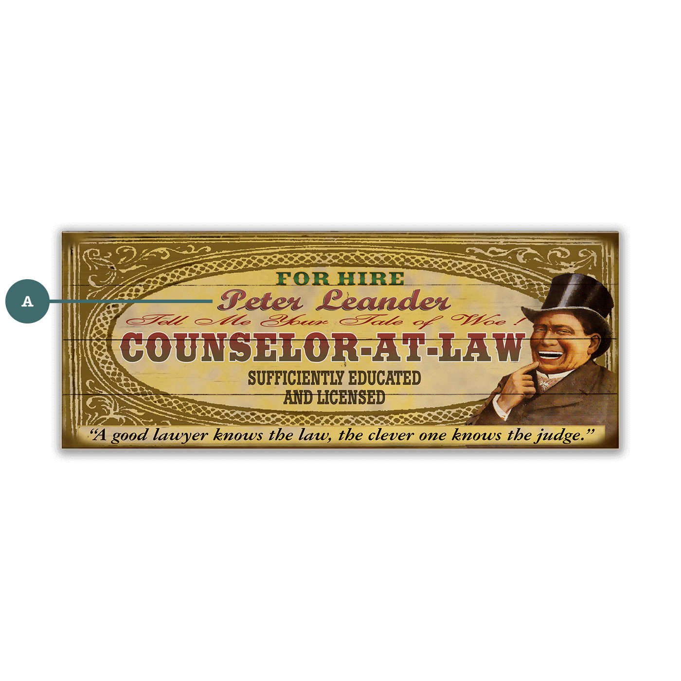 Legal Office - Counselor-at-Law: Male (Personalized) - Wood & Metal Wall Art
