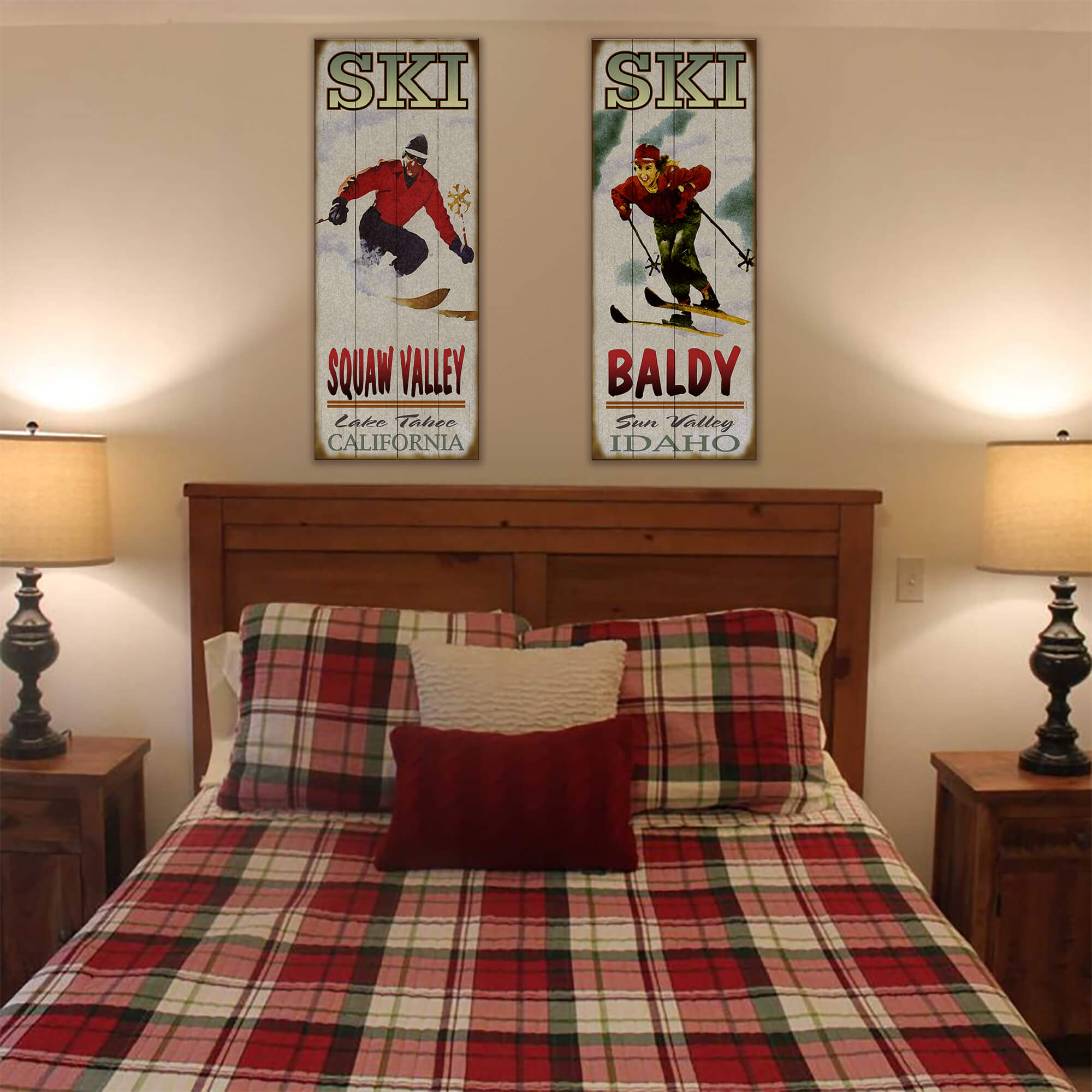 Mountain Momentum: Male Skier - Wood & Metal Wall Art