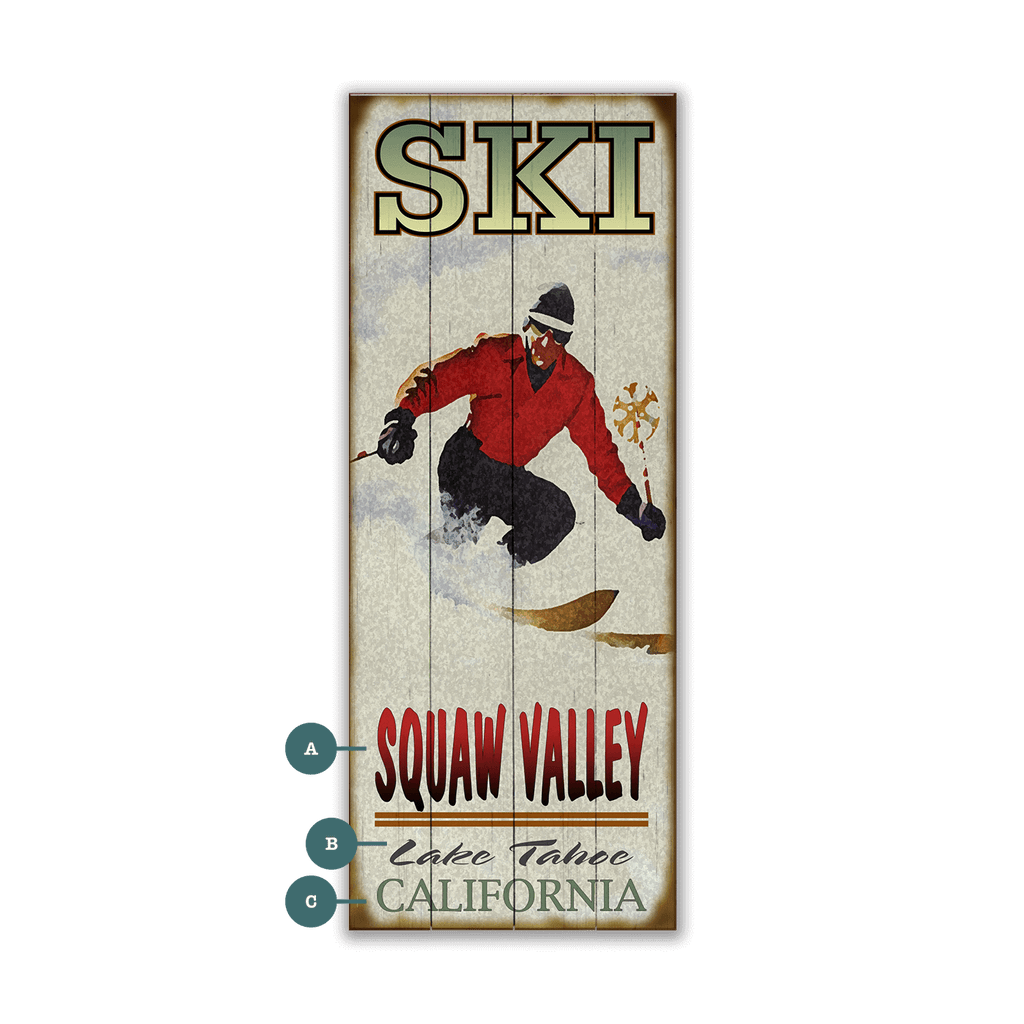 Mountain Momentum: Male Skier - Wood & Metal Wall Art