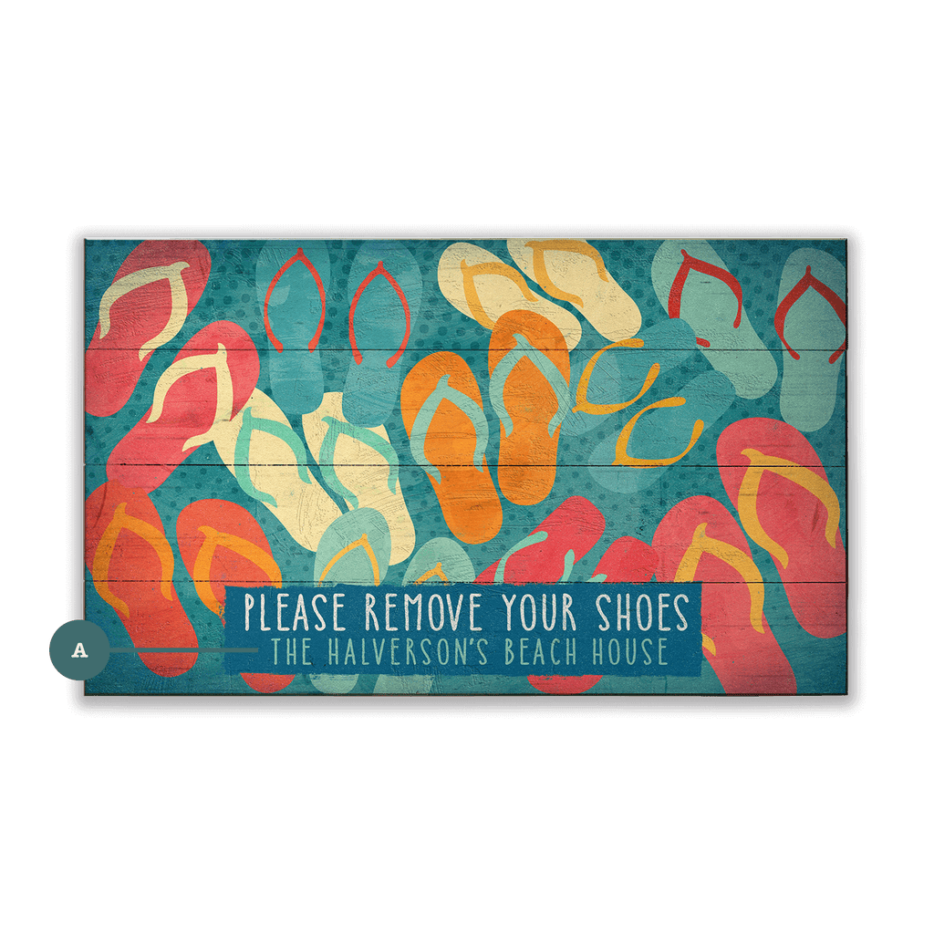 Please Remove Your Flip Flops: Personalized - Wood & Metal Wall Art