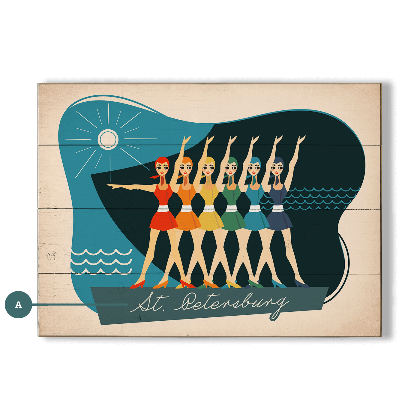 Synchronized Rainbow Swimmers - Wood & Metal Wall Art