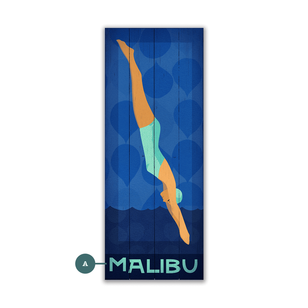 Diving Lady - Wood & Metal Wall Art