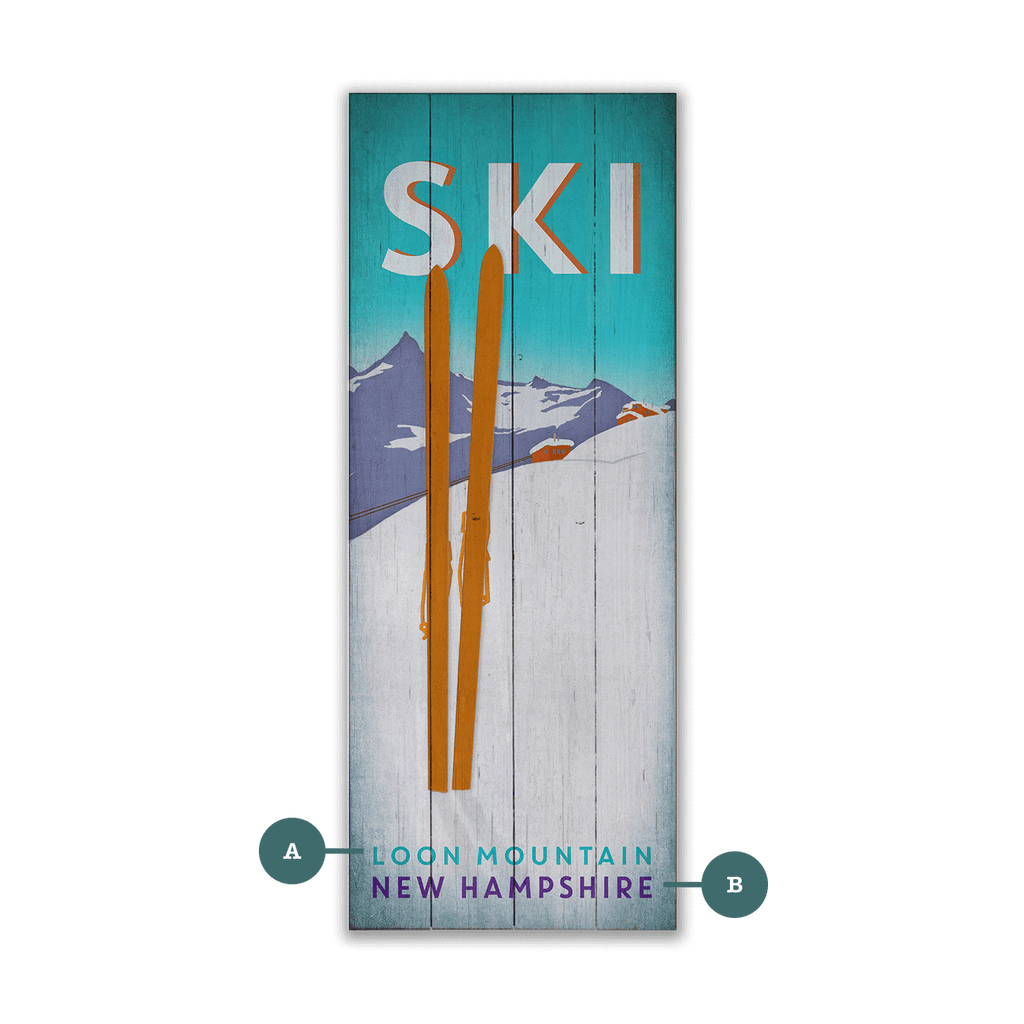 Pastel Skis in the Snow - Wood & Metal Wall Art