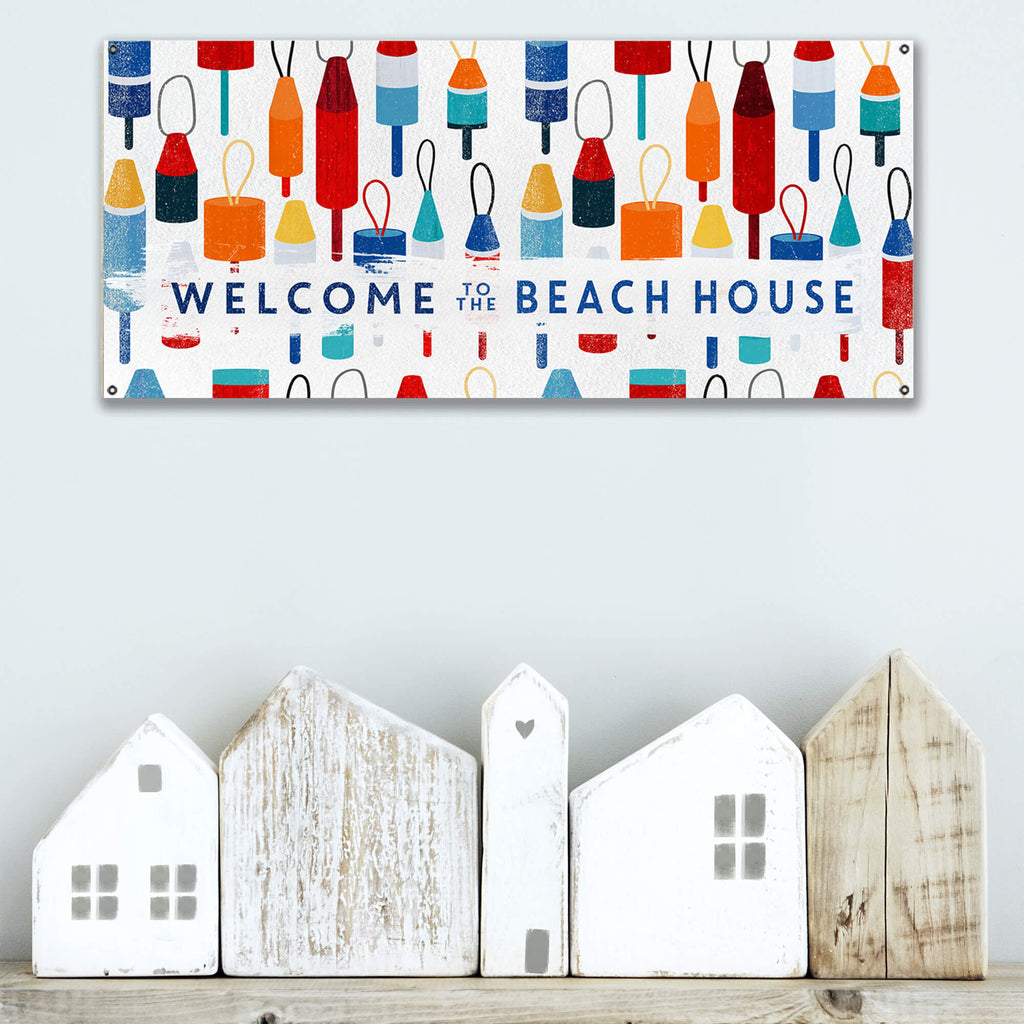 Beach House Buoy Welcome: Generic - Wood & Metal Wall Art