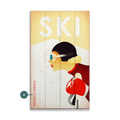 Female Skier Downhill Run - Wood & Metal Wall Art