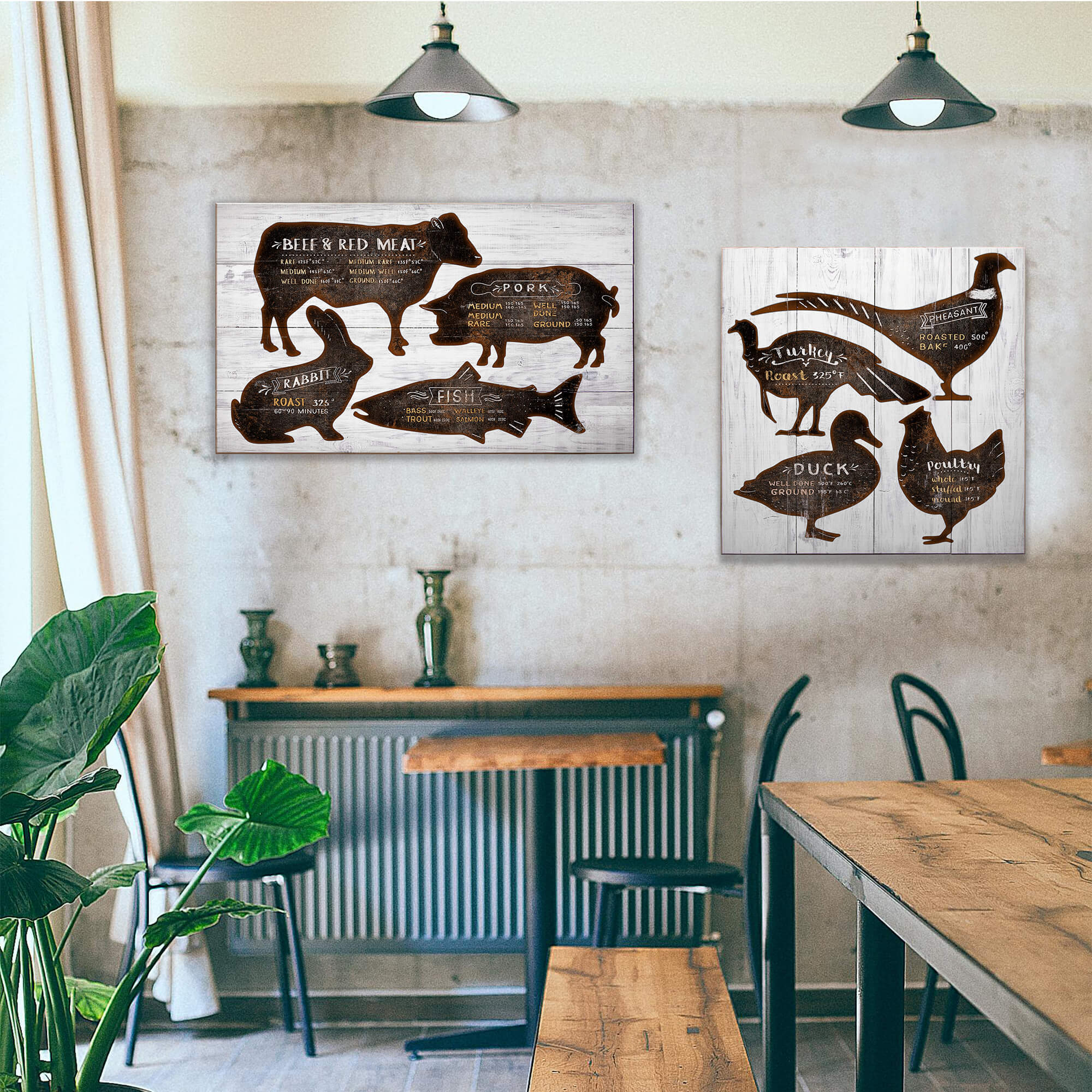 Fowl Cooking Temps - Wood & Metal Wall Art