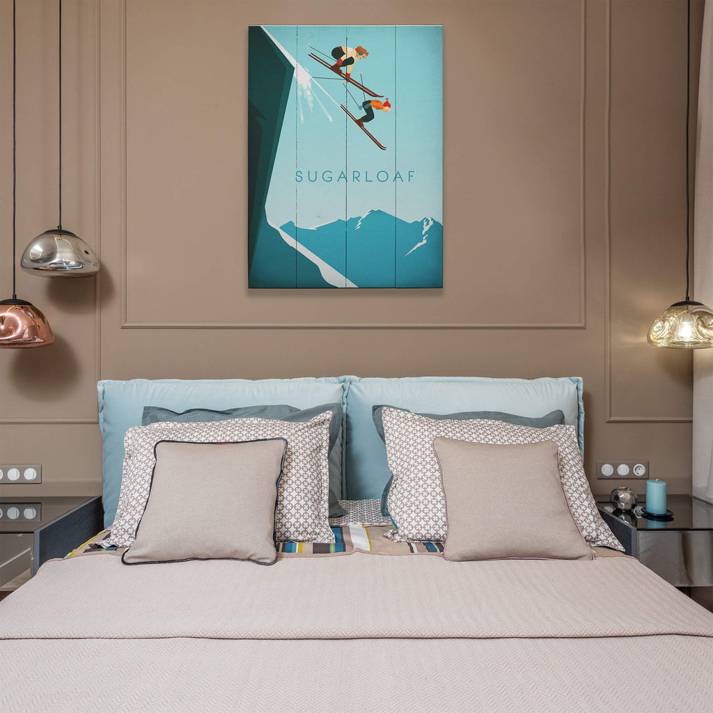 Skiing Off the Cliff - Wood & Metal Wall Art