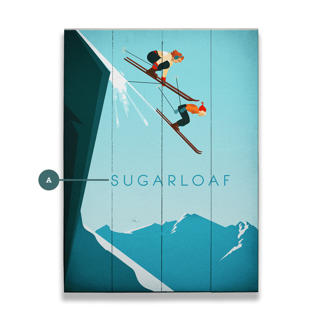 Skiing Off the Cliff - Wood & Metal Wall Art