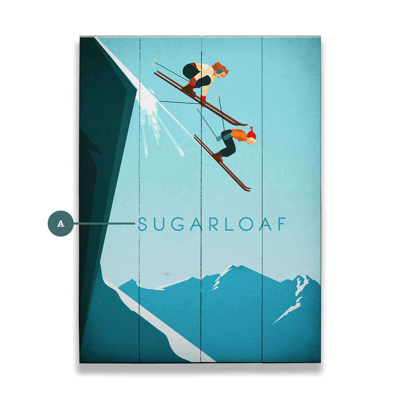 Skiing Off the Cliff - Wood & Metal Wall Art
