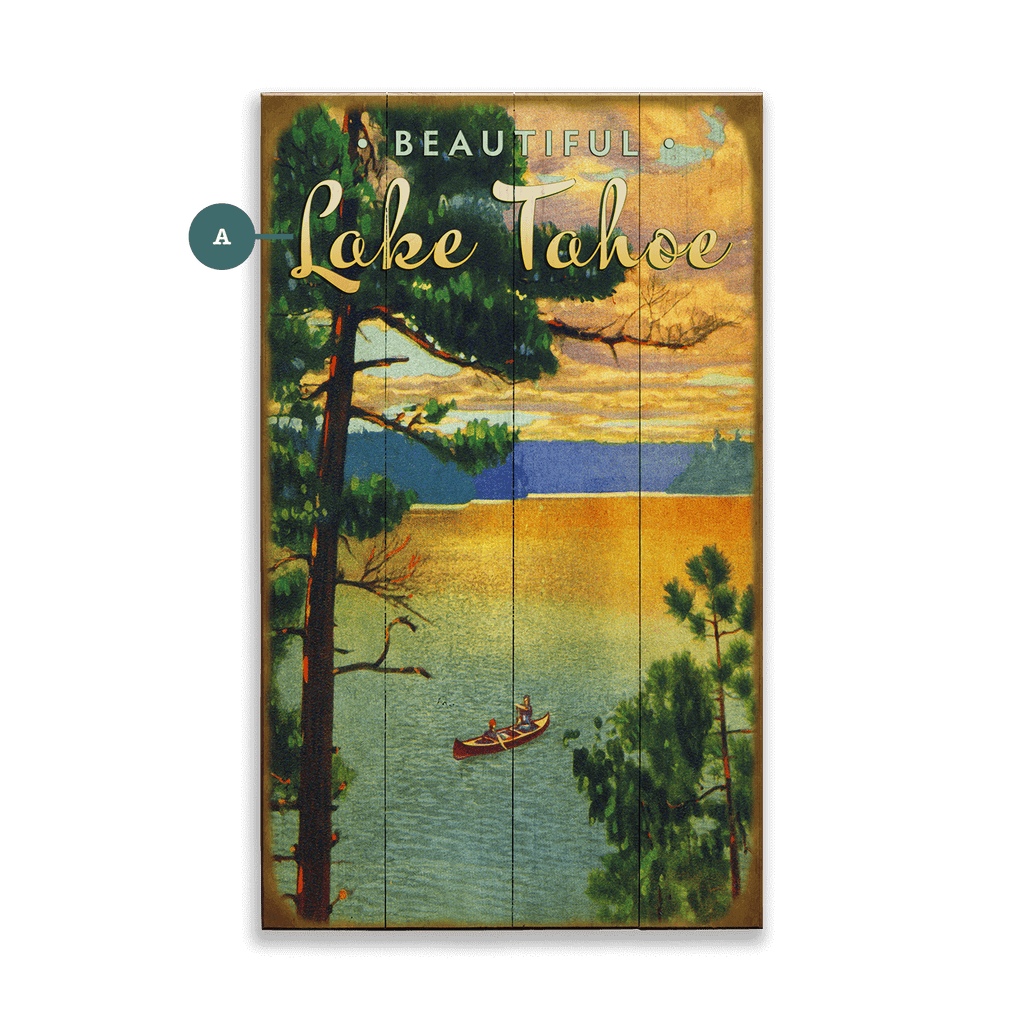 Beautiful Lake with Canoe - Wood & Metal Wall Art