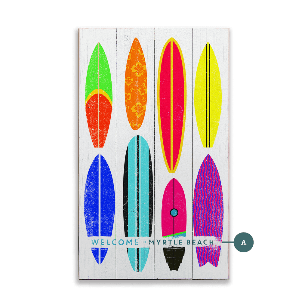 Beachside Boards: Vertical - Coastal Surf Art