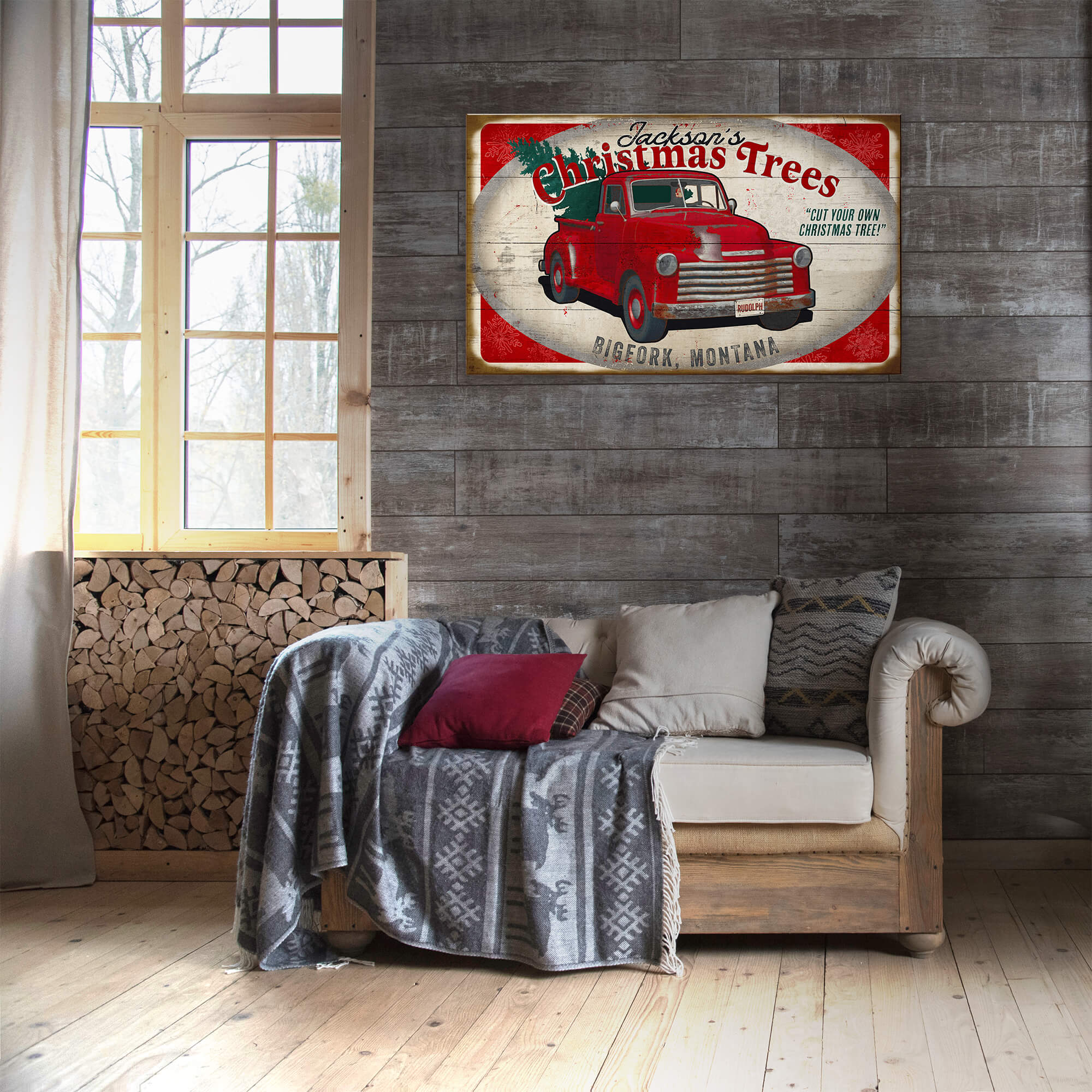 Christmas Tree Truck: Personalized - Wood & Metal Wall Art