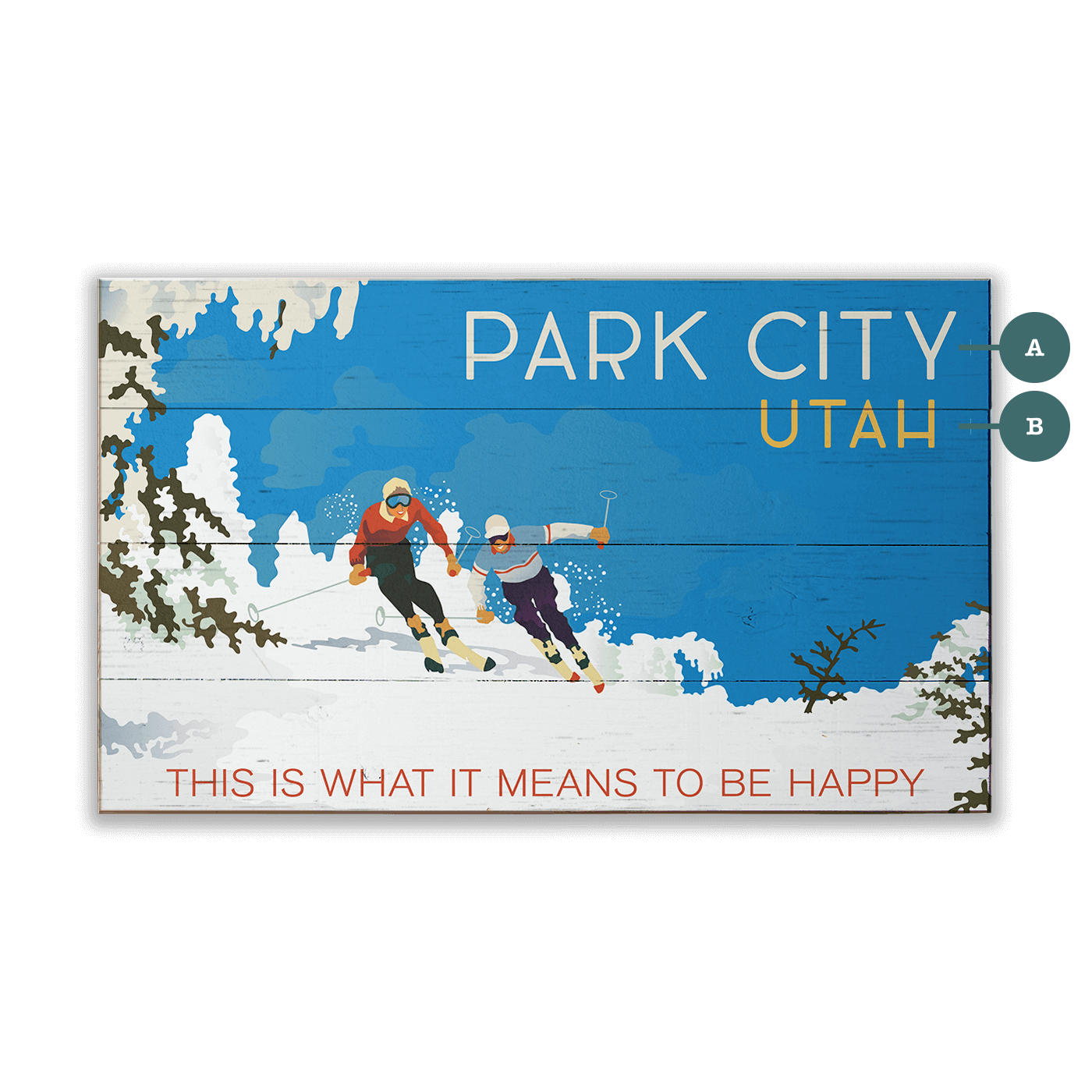 Chasing Happiness on the Mountain: Personalized - Wood & Metal Wall Art