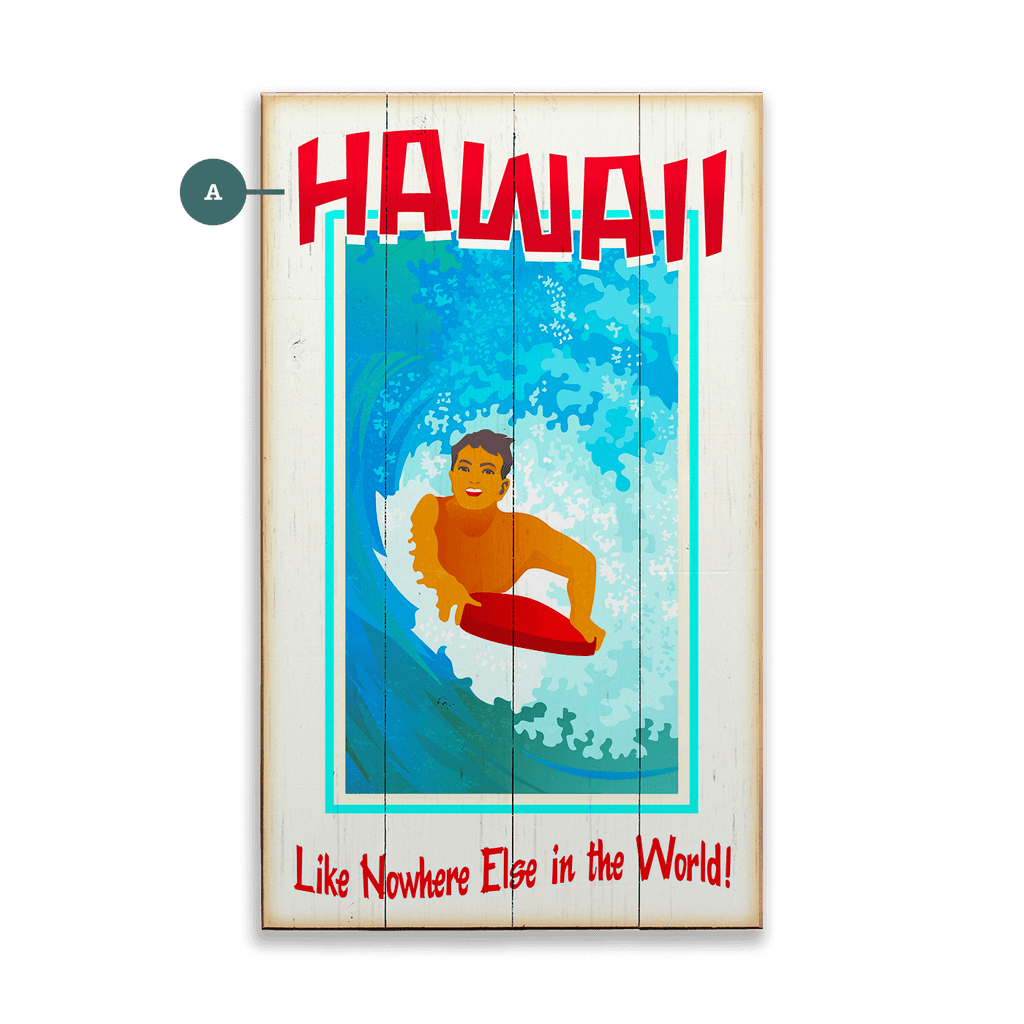 Surf Poster: Like Nowhere Else - Wood & Metal Wall Art