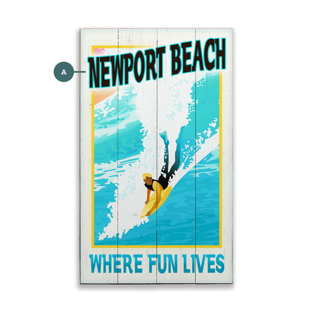 Surf Poster: Where Fun Lives - Wood & Metal Wall Art