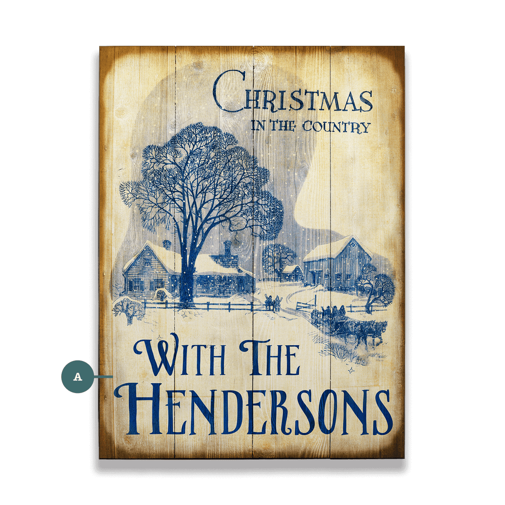 Christmas in the Country: Personalized - Wood & Metal Wall Art