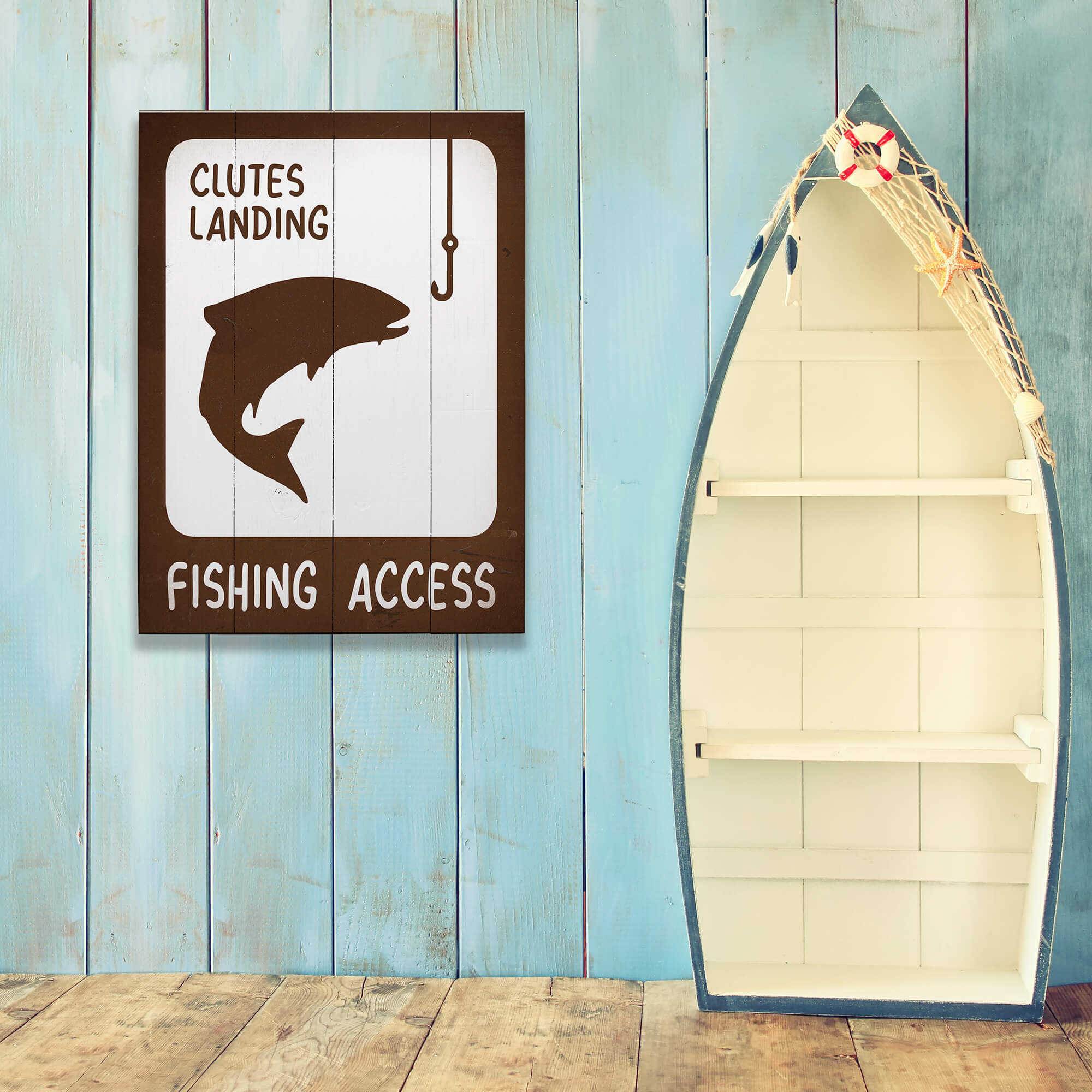 Fishing Access - Wood & Metal Wall Art