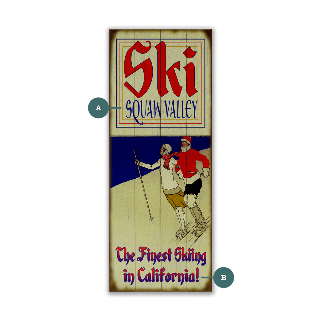 Alpine Ski Couple - Wood & Metal Wall Art
