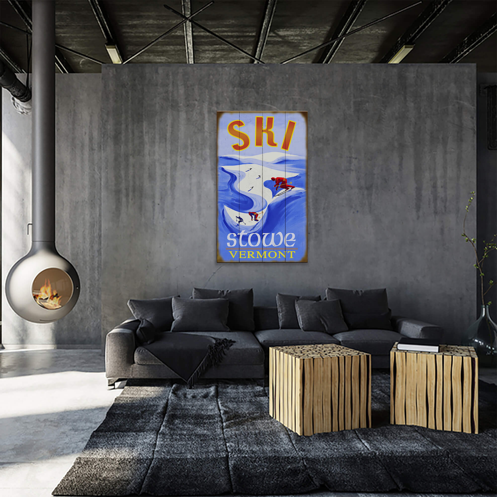 Ski Bowl - Wood & Metal Wall Art