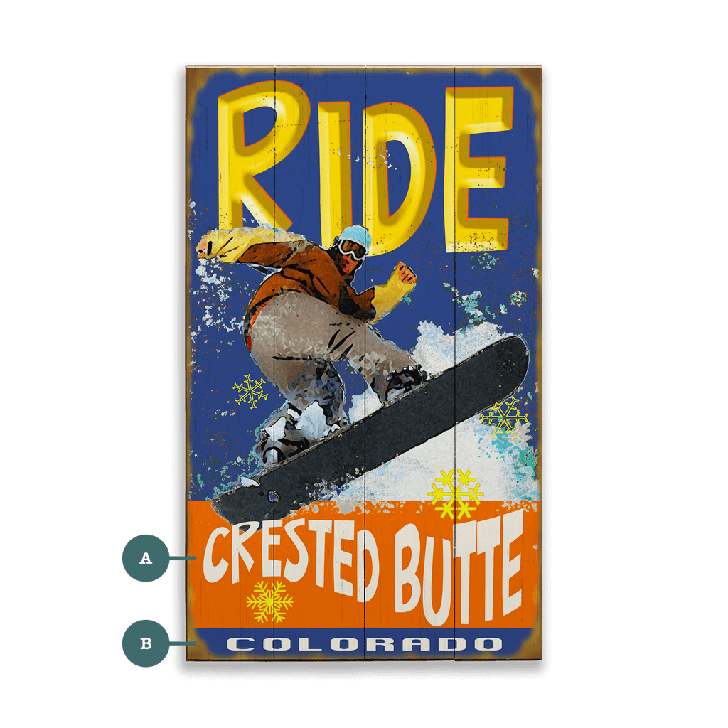 Ride Snowboard - Wood & Metal Wall Art