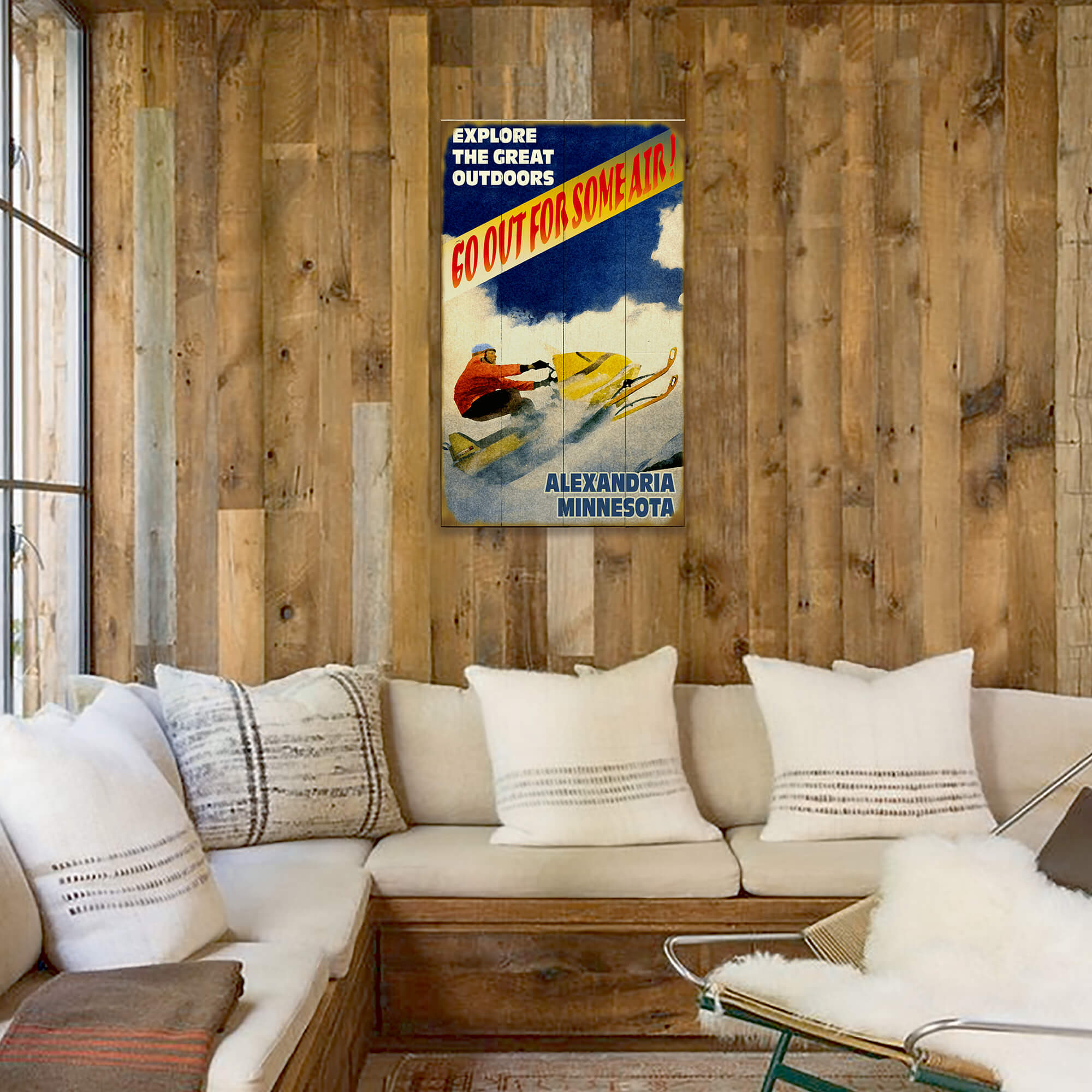 Go Out For Some Air Snowmobiler - Wood & Metal Wall Art