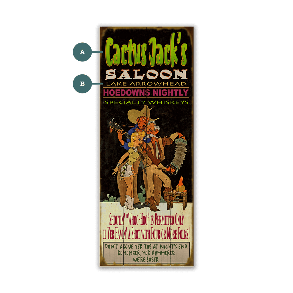 Cactus Jack's Saloon - Wood & Metal Wall Art