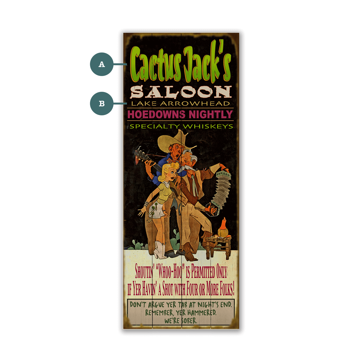 Cactus Jack's Saloon - Wood & Metal Wall Art