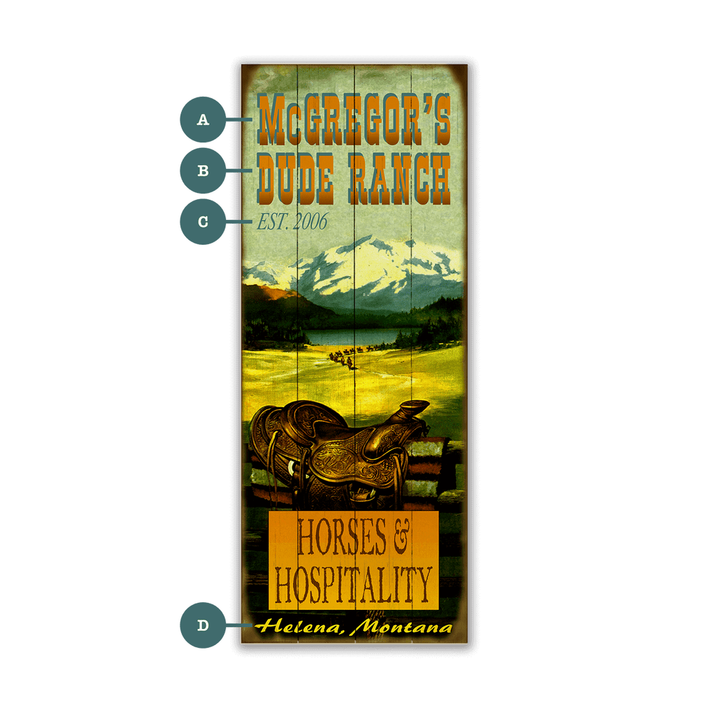 Horses & Hospitality Dude Ranch - Wood & Metal Wall Art