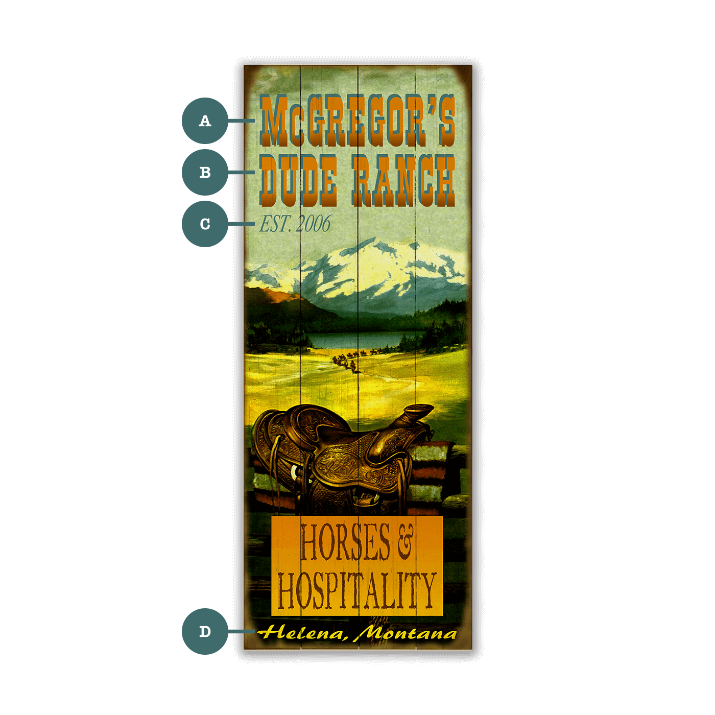 Horses & Hospitality Dude Ranch - Wood & Metal Wall Art